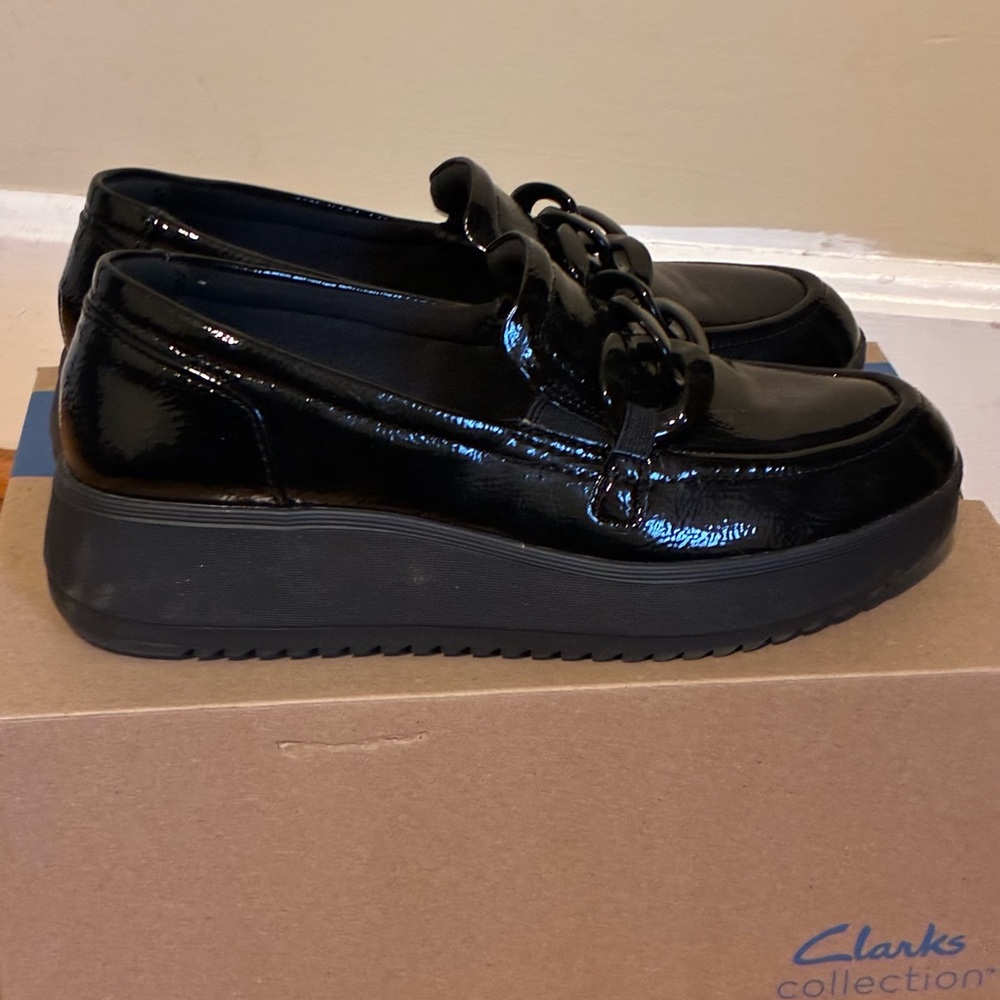 Clarks Zylah May Black Platform Loafers